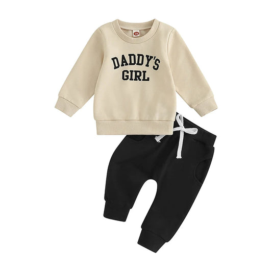 Girls Cozy Club 2 Piece Set - Black 'Daddy's Girl' *