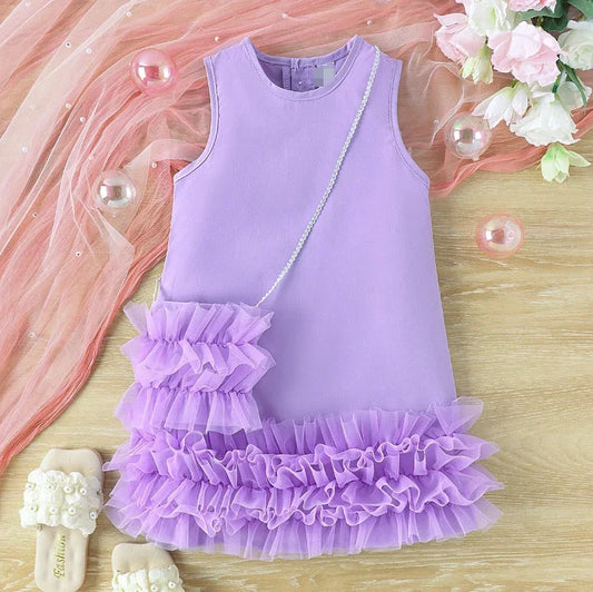 Girls Lilac Party Dress with matching Bag