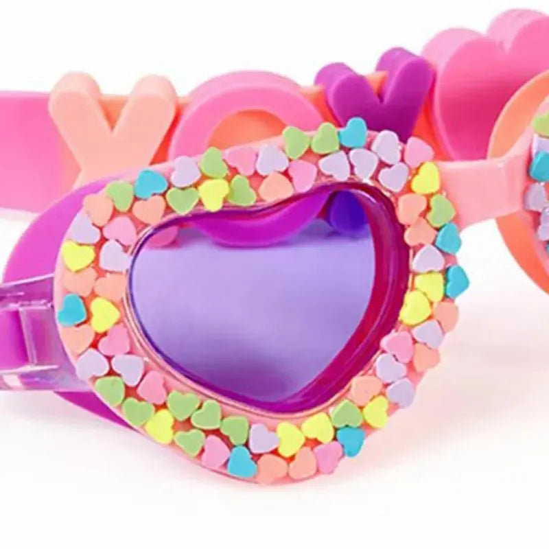 Children's Swimming Goggles Pink Beaded Hearts