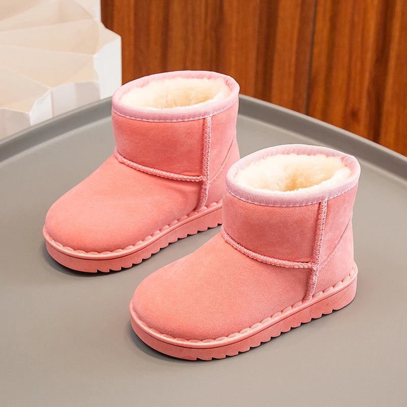 Girls Faux Fur Boots Pink