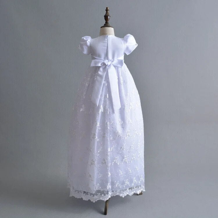 Christening Full Length Gown and Bonnet - White