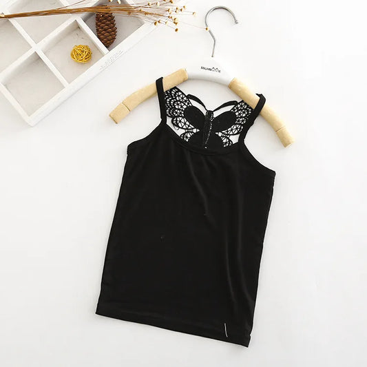 Girls Black Butterfly Back Camisole Top