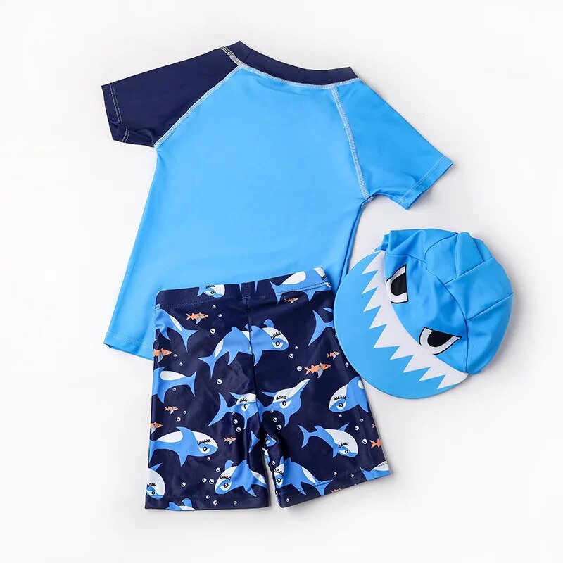 Boys UPF50 UV Swim Suit and Hat - Shark
