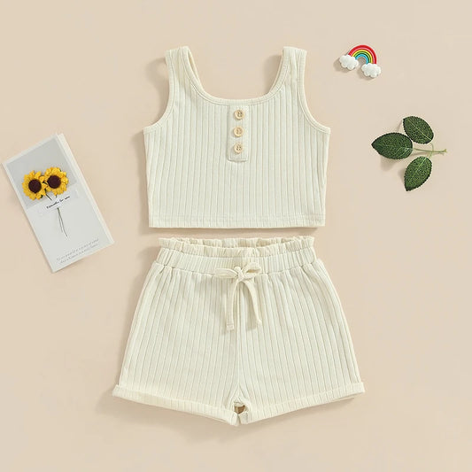 Girls Ivory Shorts and Short Top