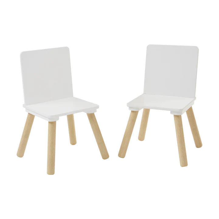 Kids White and Pinewood Table and Chair Set