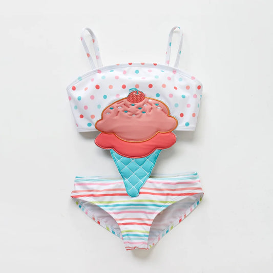 Girls Ice Cream Cut Out Swimsuit
