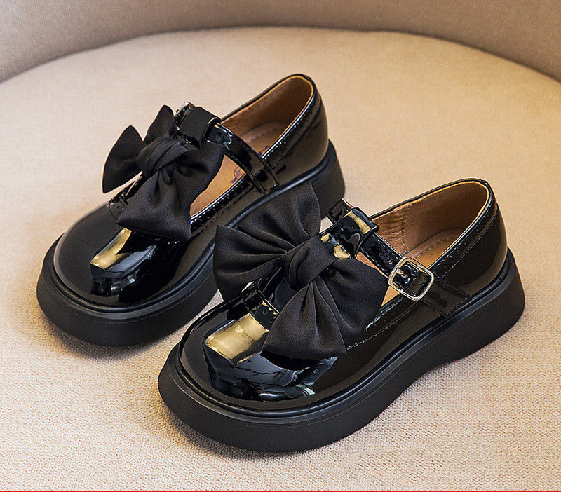 School Shoes Girls Single Shoes Black Leather soft sole