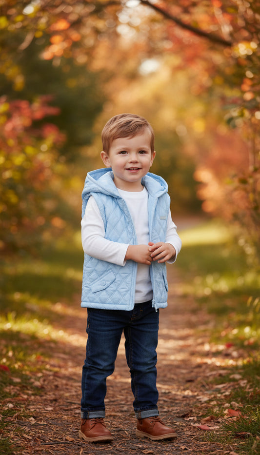 Amore Boys Blue Quilted Gillet