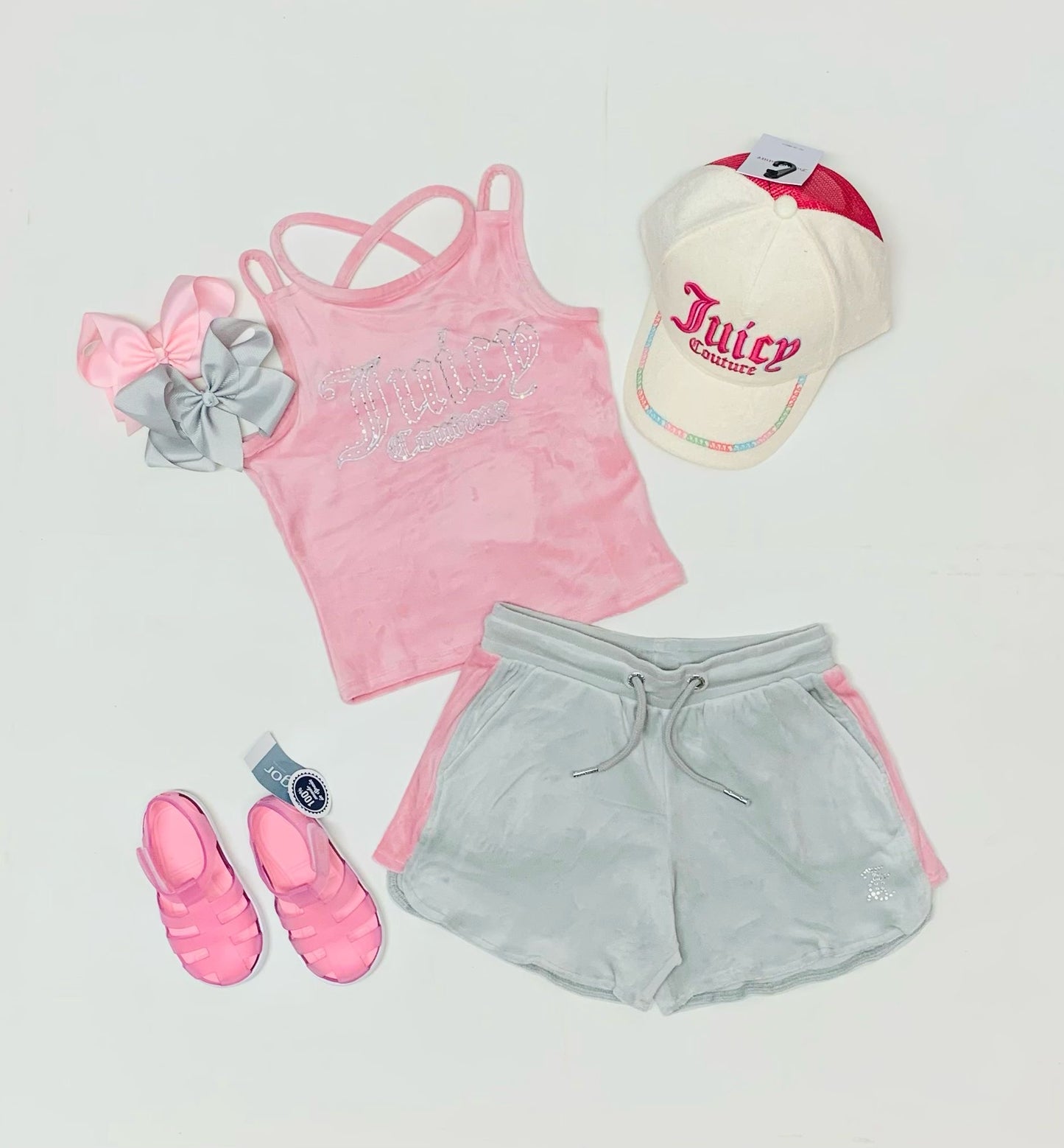 Juicy Couture Pearl Blue Strappy Top & Runner Shorts Set