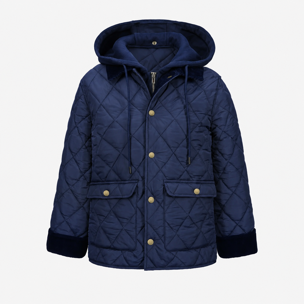 Boys Navy Diamond Quilted Hooded Jacket *Online Product