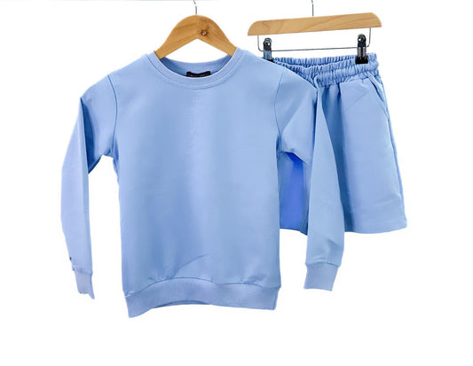 Boys Blue Sweater Set & Shorts set