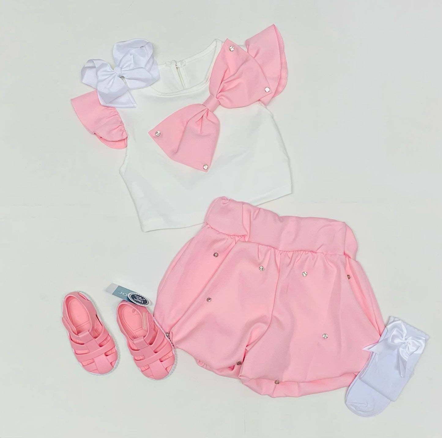 Girls Baby Pink Bubble Skort Set