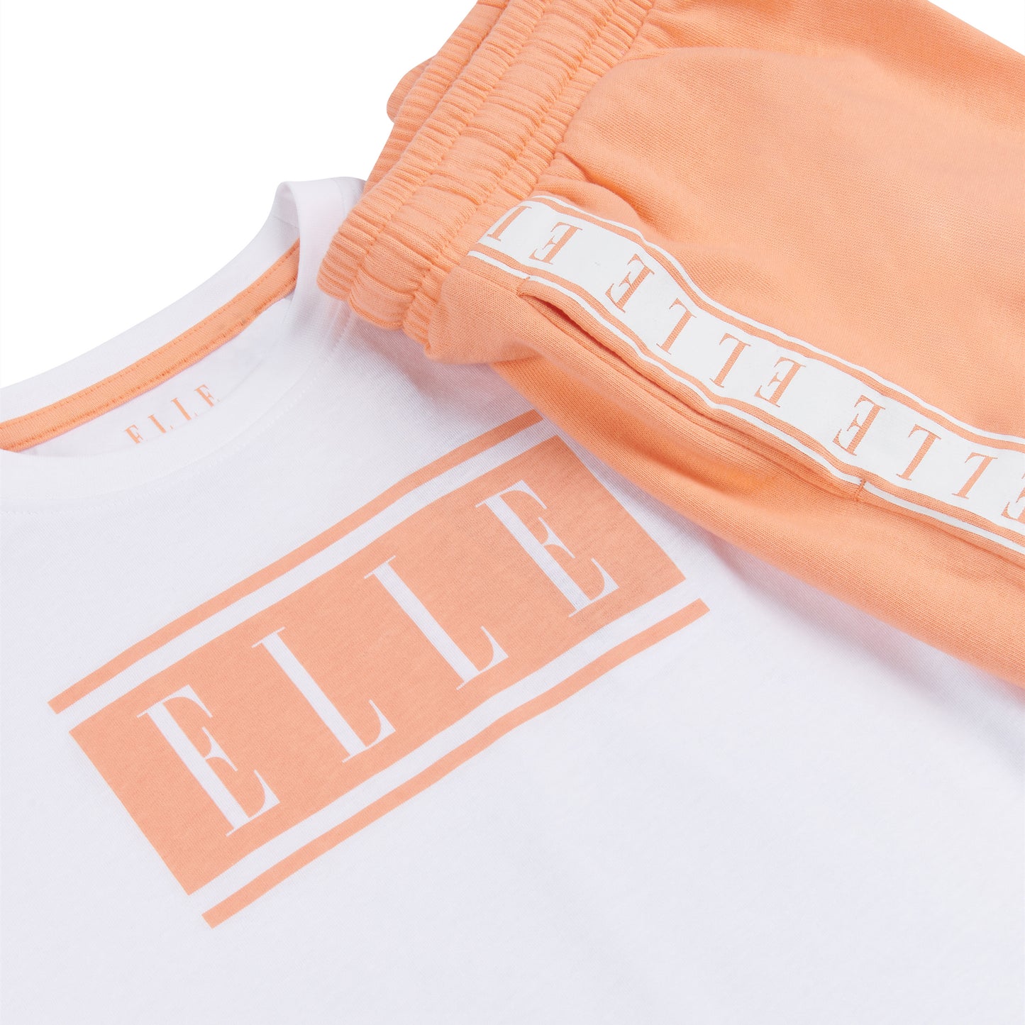 ELLE Girls Bright White and Orange Logo T Shirt and Shorts