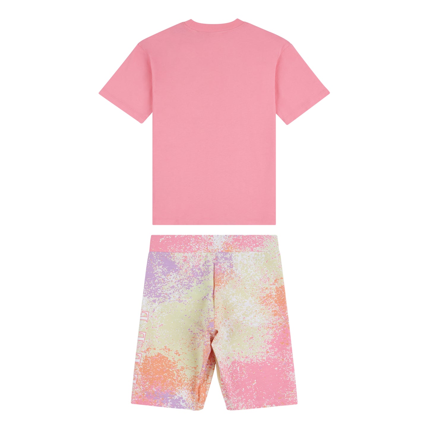 ELLE Girls Plumeria Pink Loose Fit T Shirt and Cycling Shorts Set