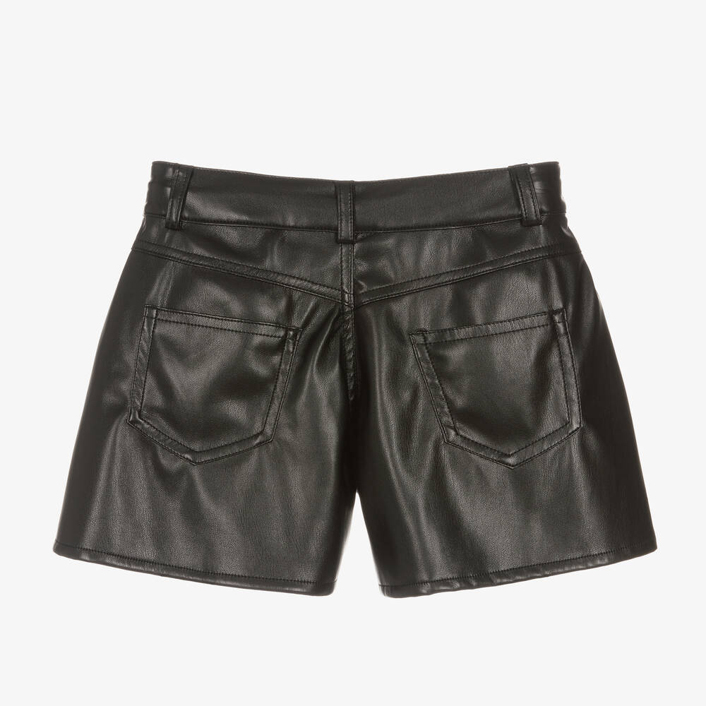 Fun & Fun Girls Black Faux Leather Flared Shorts