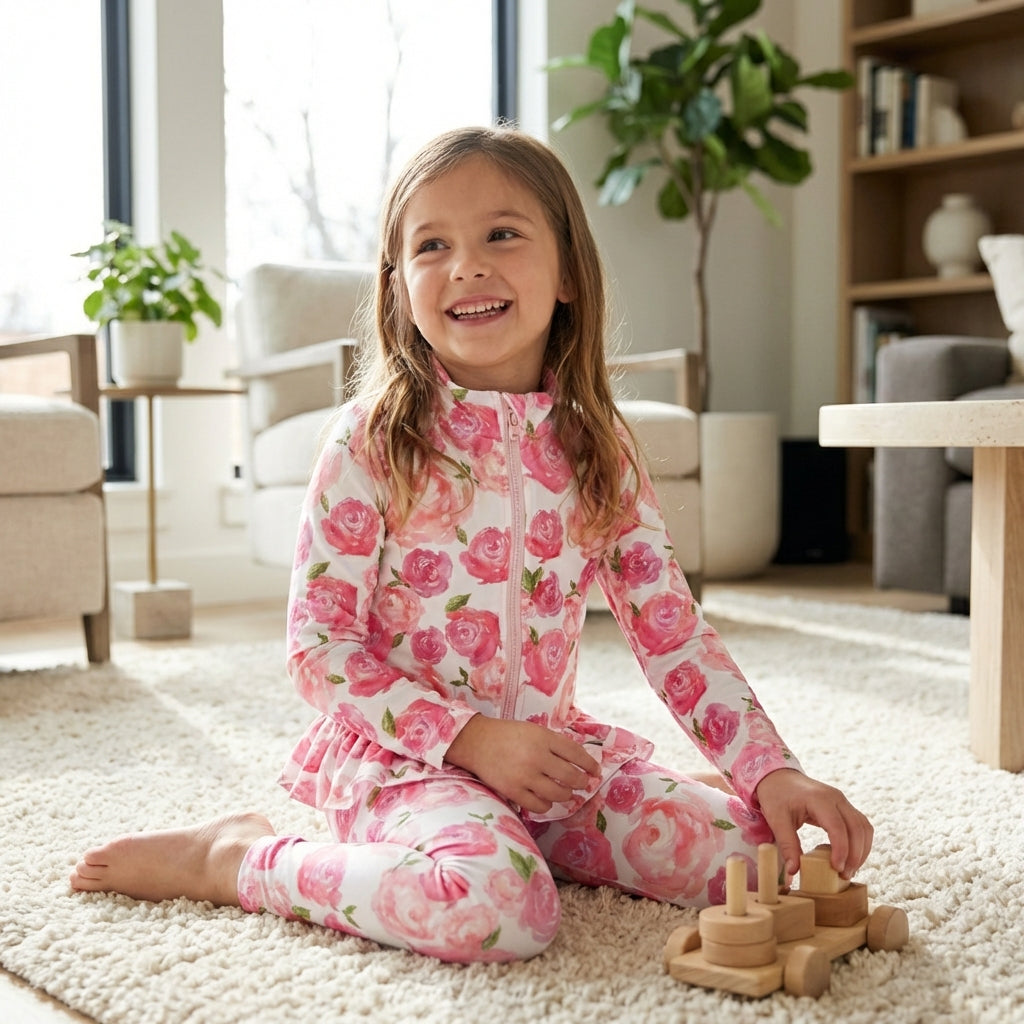 Core Gym Wear Pink Floral Ruffle Hem (Preorder)