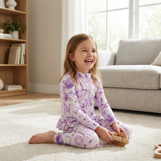 Core Gym Wear Lilac Floral Ruffle Hem (Preorder)