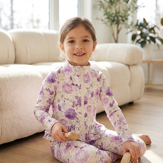 Core Gym Wear Lilac Floral Ruffle Hem (Preorder)