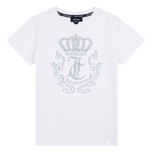 Juicy Couture Girls White Diamonte Crown T Shirt