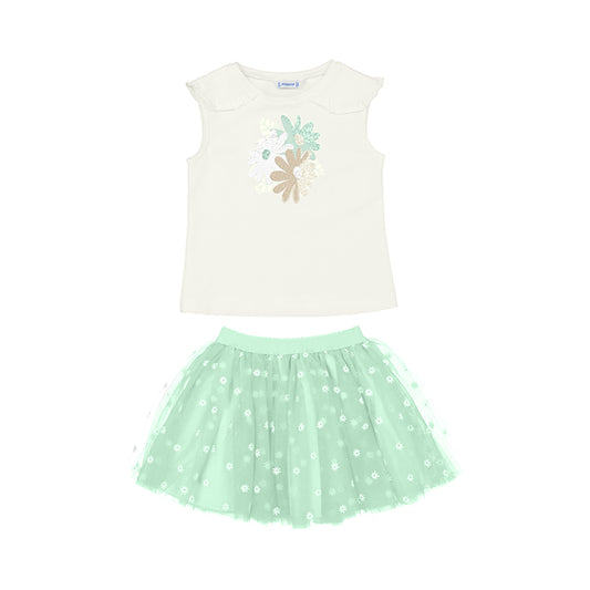 Mayoral Mini Girl Aqua Skirt set