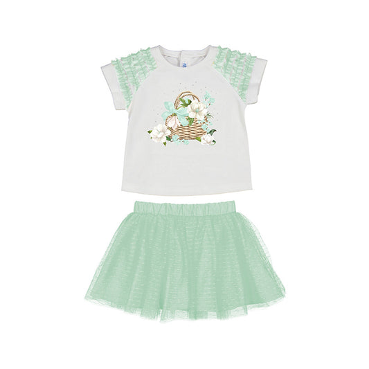 Mayorals Baby Girl Aqua Tulle skirt set