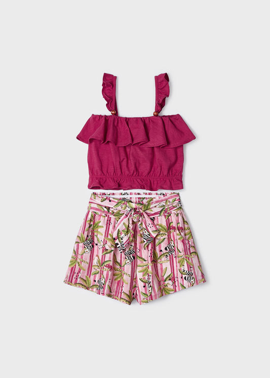 Mayoral Mini Girl Hibiscus Printed shorts set
