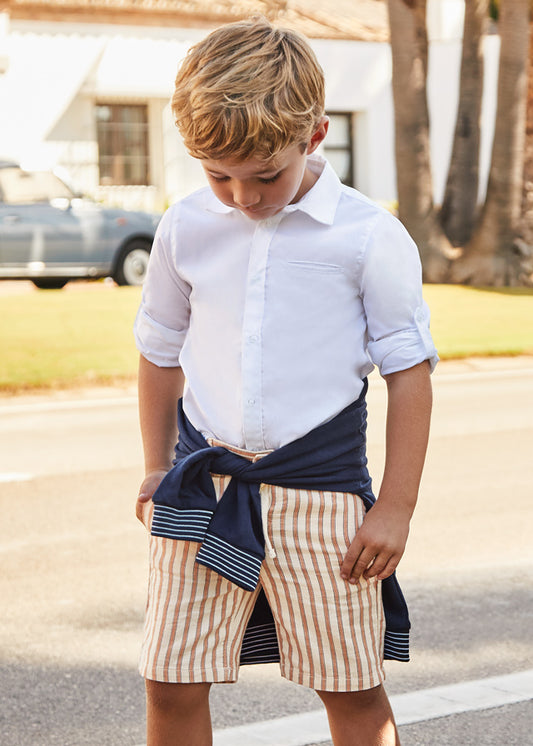 Mayoral Mini Boy Grapefruit Striped bermuda shorts