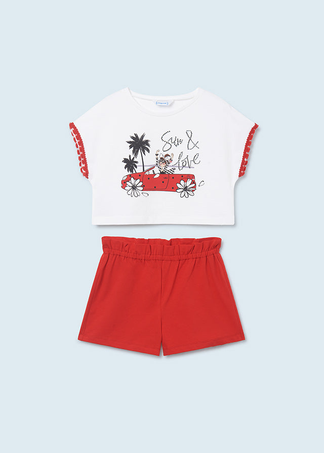 Mayoral Junior Girl Red Shorts set