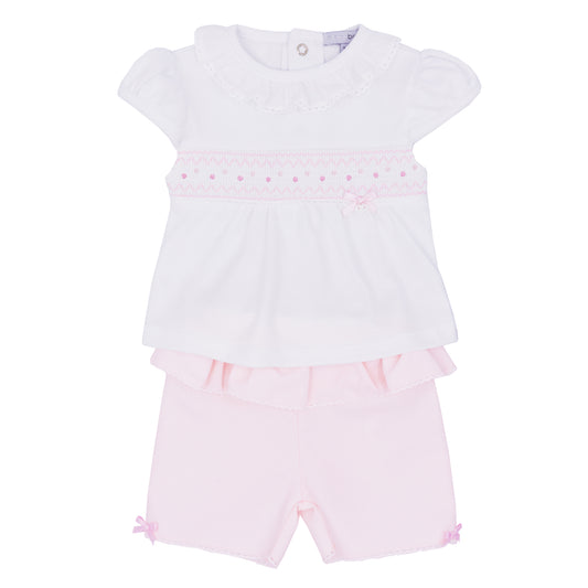 Blues Baby Girls Smocked Top and Shorts with frill