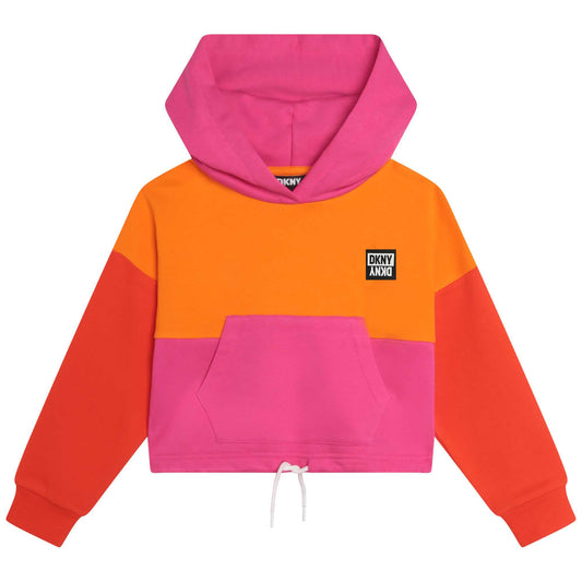 DKNY Girls Orange Hooded Sweatshirt