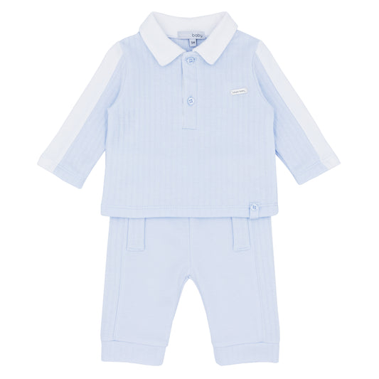 Blues Baby Boys Baby Blue Vertical Jacquard Two piece with collar