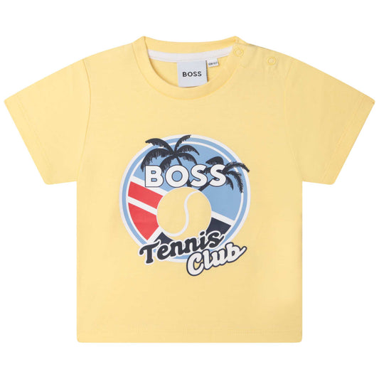 BOSS Toddler Yellow Print T short Sleeved T shirt