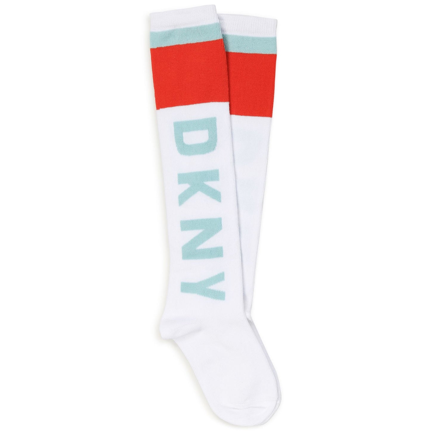 DKNY Girls White & Orange Knee High Socks