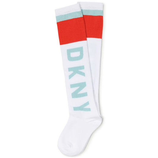 DKNY Girls White Knee High Socks