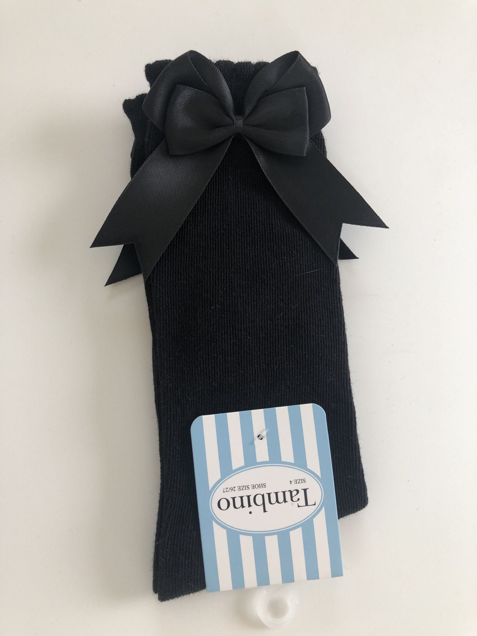 Tambino Knee High Black Bow Socks