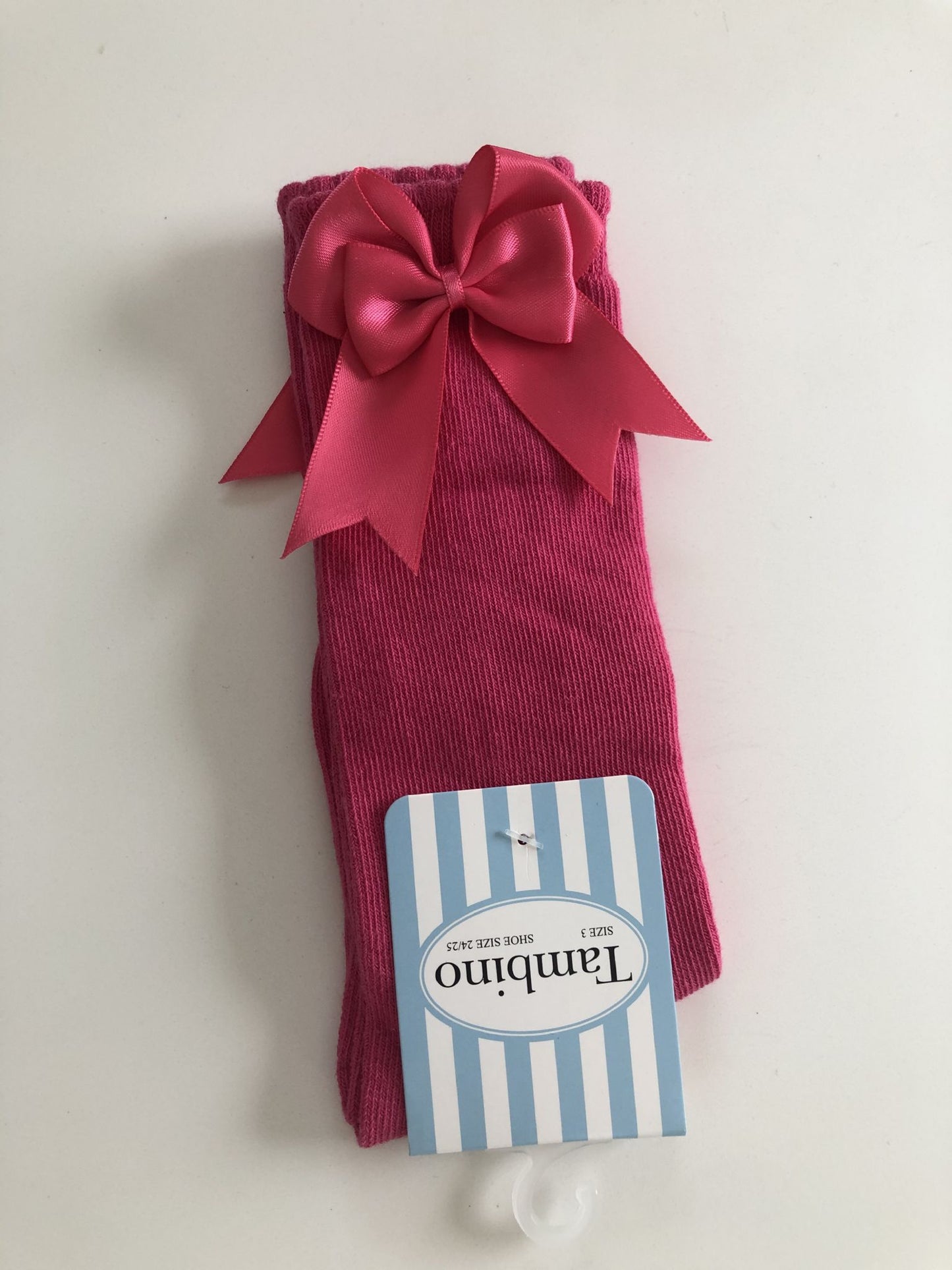 Tambino Knee High Fushia Bow Socks