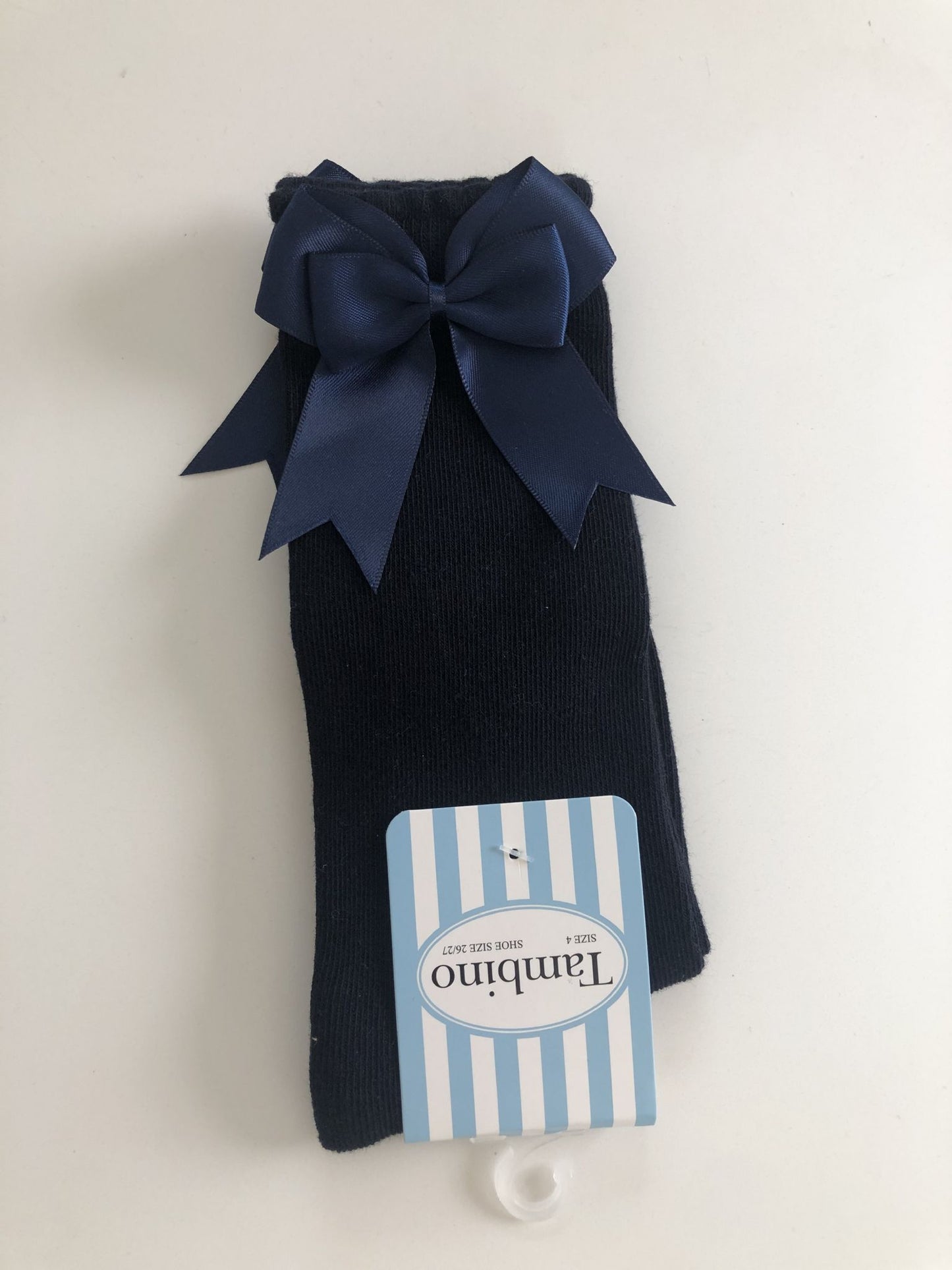 Tambino Knee High Navy Bow Socks