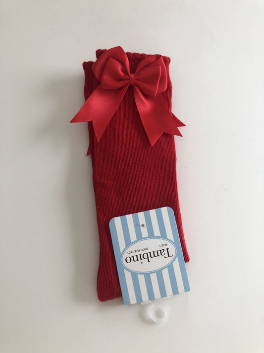 Tambino Knee High Red Bow Socks