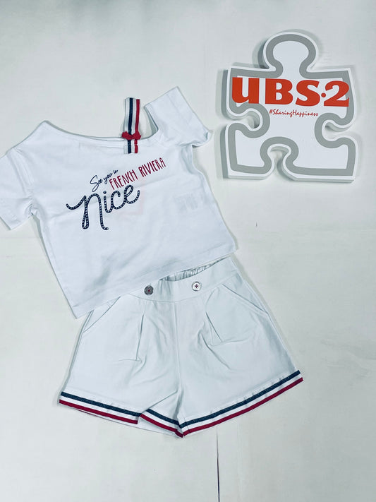 UBS2 Girls Navy-Red-White Shorts Set