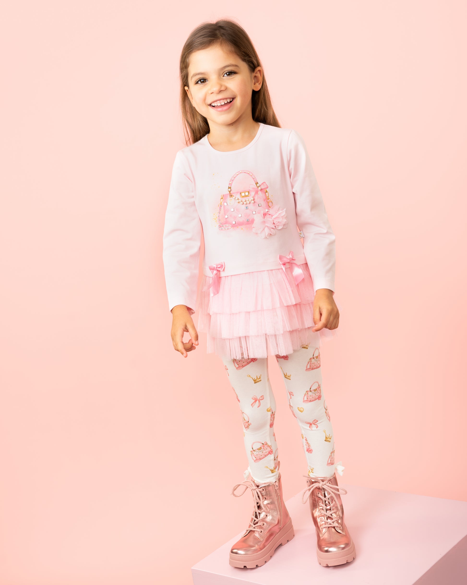 Caramelo Kids Girls Pink Pure Luxe Leggings Set