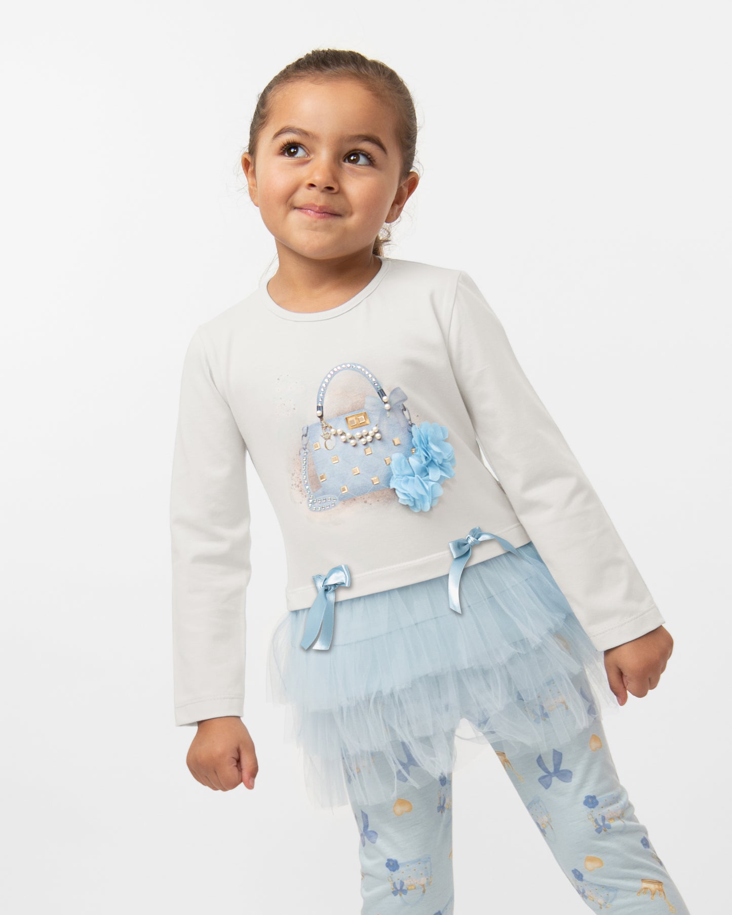 Caramelo Kids Girls Sky Blue Pure Luxe Leggings Set