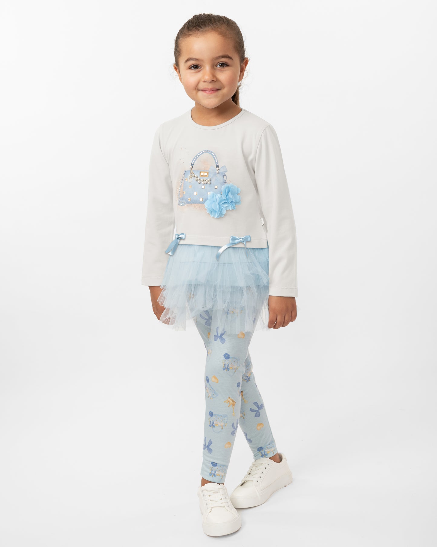 Caramelo Kids Girls Sky Blue Pure Luxe Leggings Set