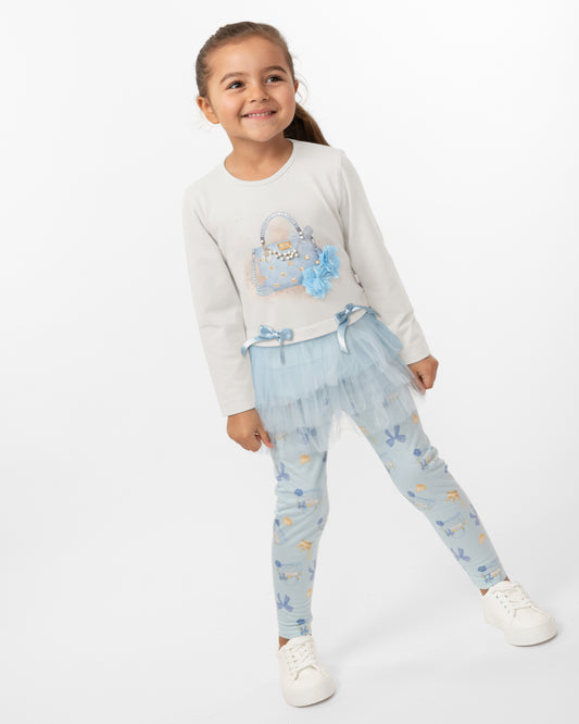 Caramelo Kids Girls Sky Blue Pure Luxe Leggings Set