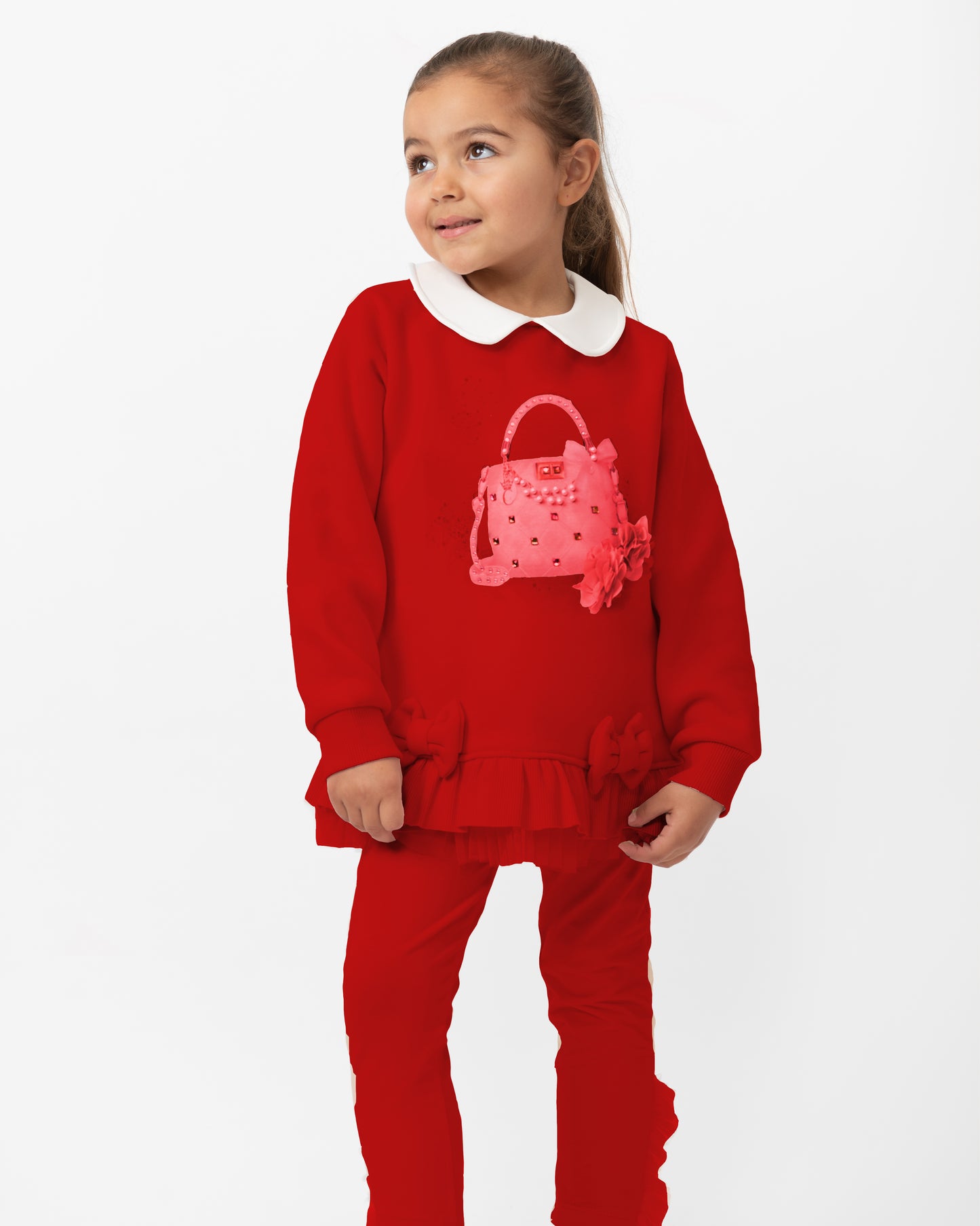 Caramelo Kids Girls Red Pure Luxe Sweater Set