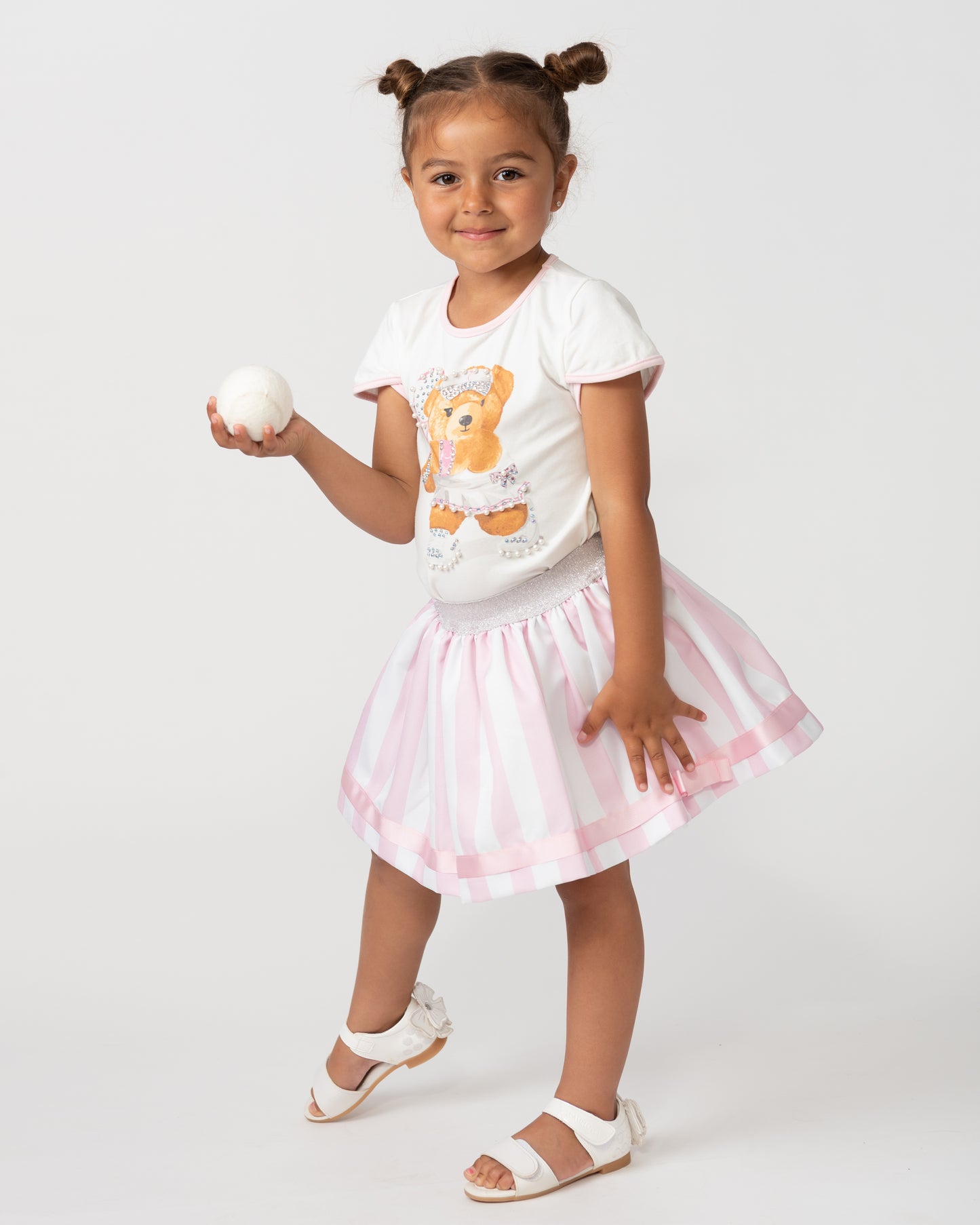 Caramelo Kids Girls Pink Teddy Bear Tennis Skirt Set