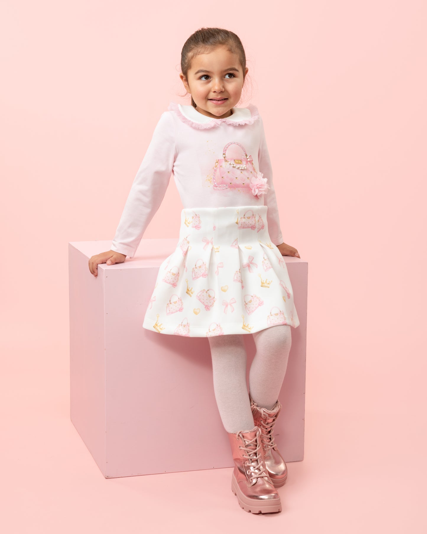 Caramelo Kids Girls Pink Pure Luxe Skirt Set