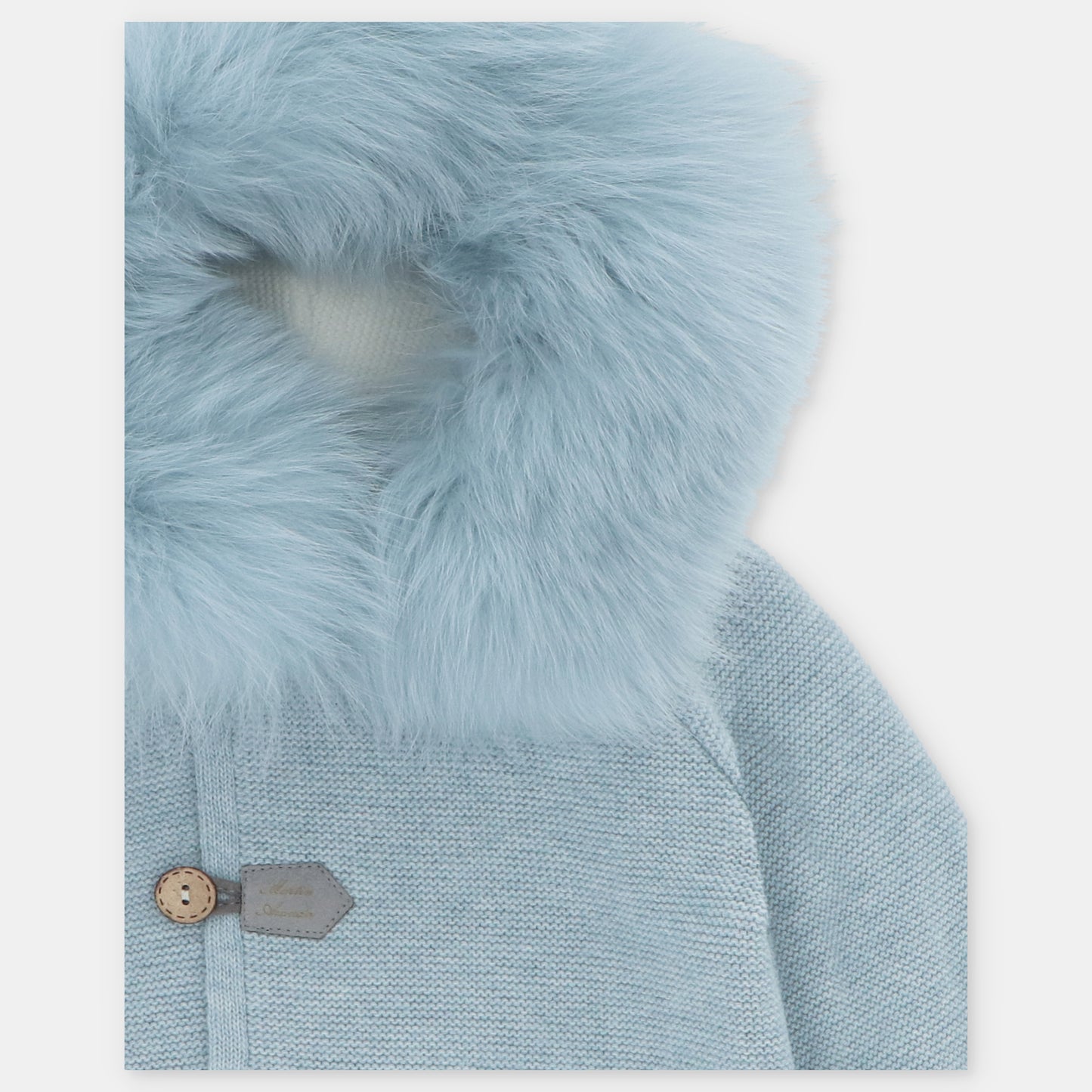 Martin Aranda Boys Knitted Blue Fur Hooded Coat *Preorder