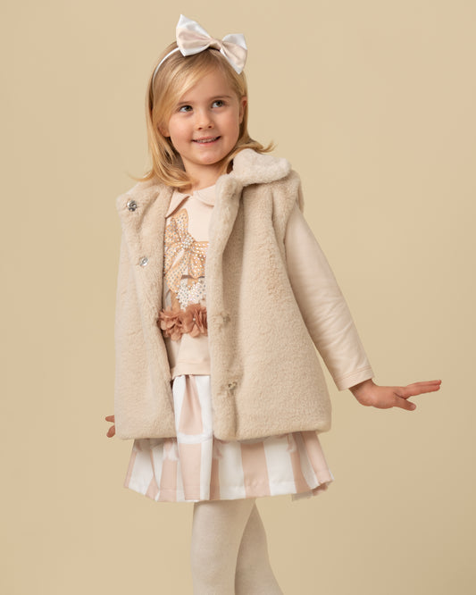 Caramelo Kids Girls Mink Faux Fur peter Pan Gillet