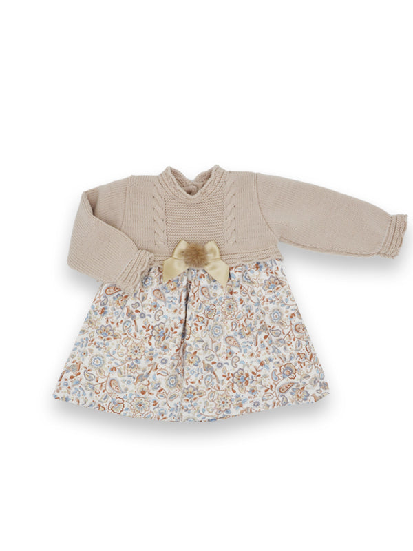 Sardon Girls Beige Floral Dress