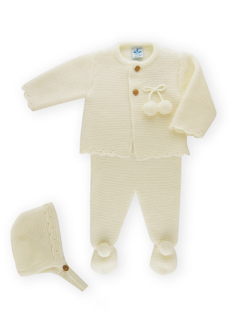 Sardon Boys Cream Knitted Three Piece Set